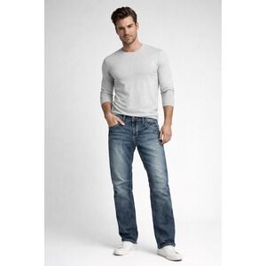 Division E Denim Carolina Jeans Men's 34 Long‎ Thick Stitch Distressed Grunge